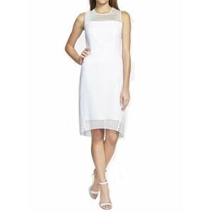 Elie Tahari 100% Cotton Ophelia Sleeveless Lined Lace Dress White Women's Size 8